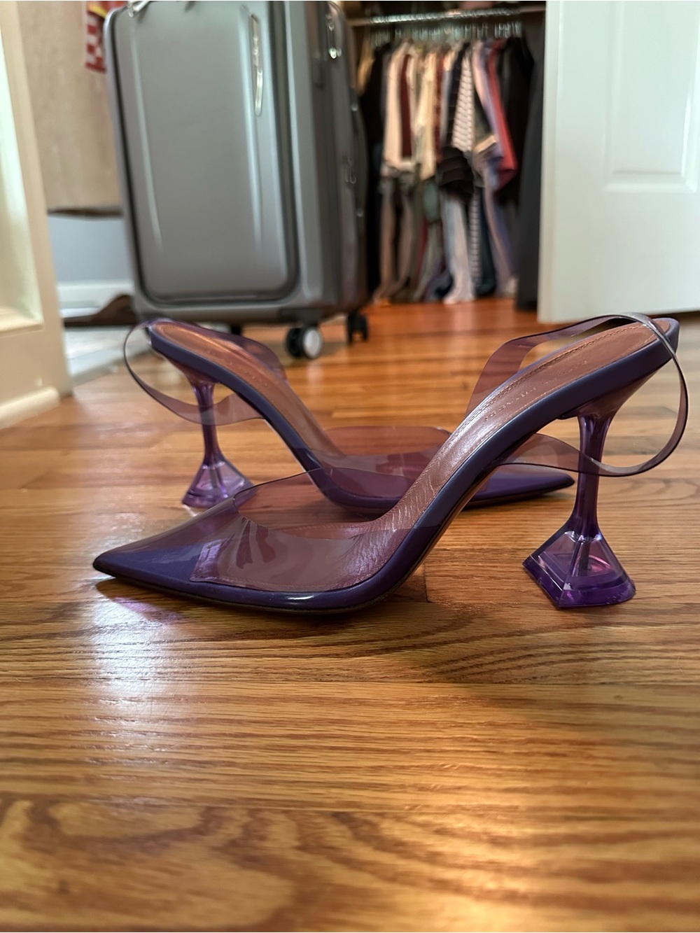 Amina Muaddi Holli Glass PVC Slingback Pumps